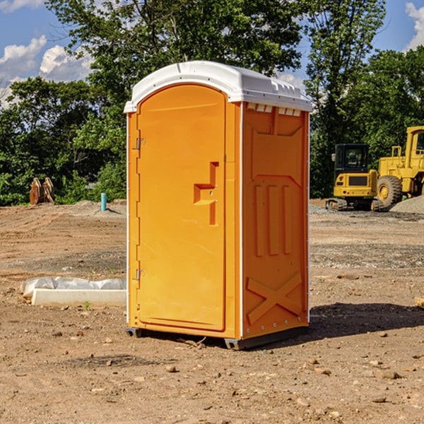 how often are the portable restrooms cleaned and serviced during a rental period in Mead